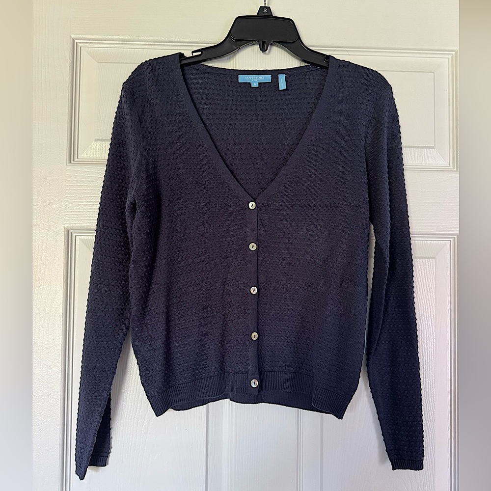 Draper James Navy V-Neck Textured Cardigan